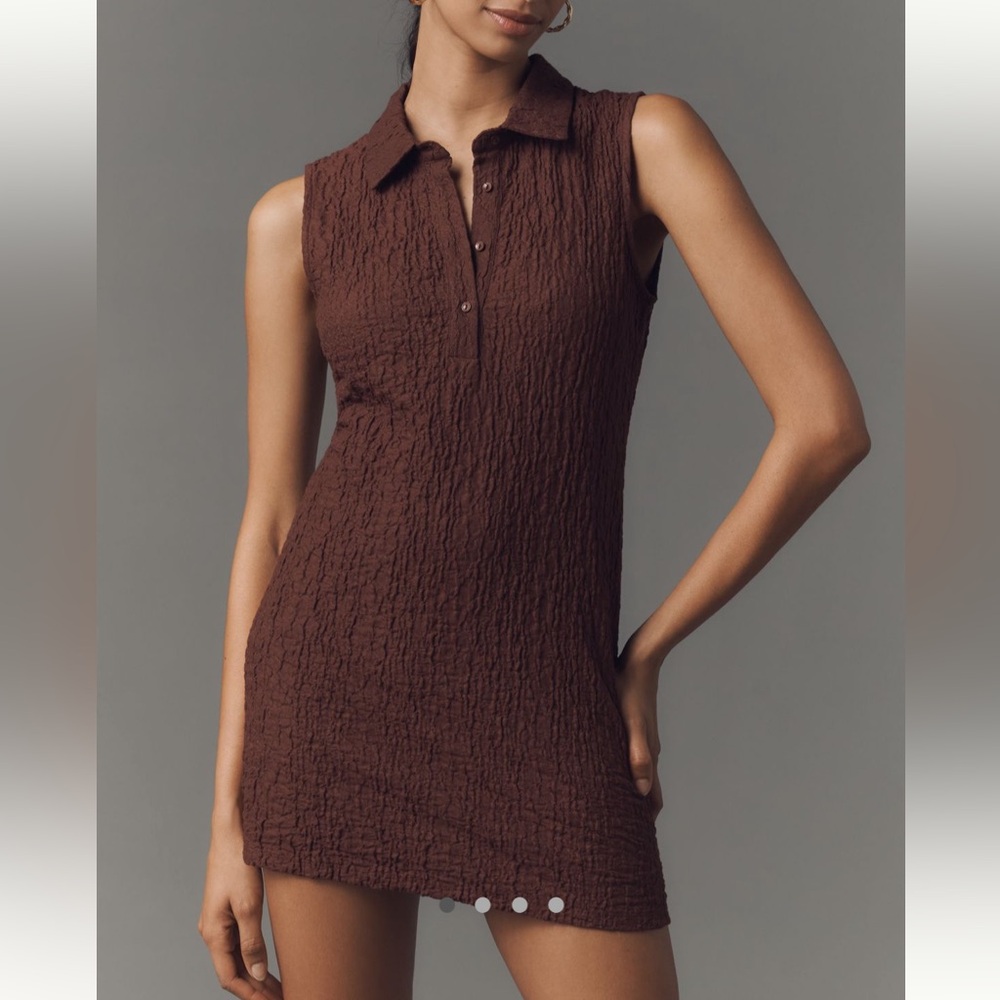Anthropologie | Sleeveless Textured Mini Shirt Dress